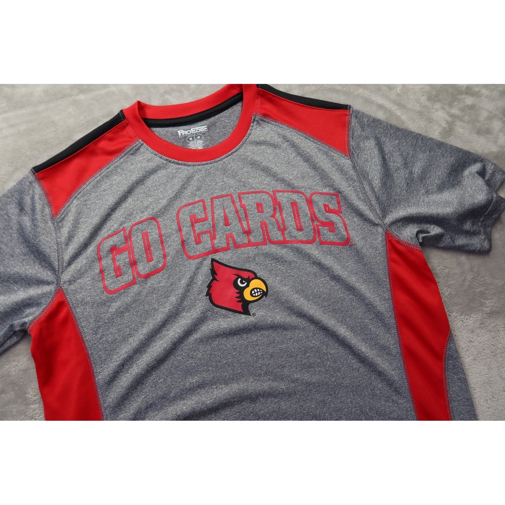 Pro Edge Go‎ Cards Louisville Cardinals T-Shirt Men's Medium Gray Red Athletic